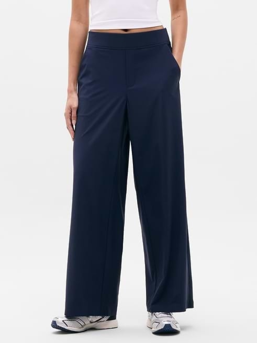 Athleta Brooklyn Navy Wide-Leg Stretch Pants Size 2 Petite